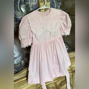 Vintage pink heirloom dress approx size 6 24.5” sth